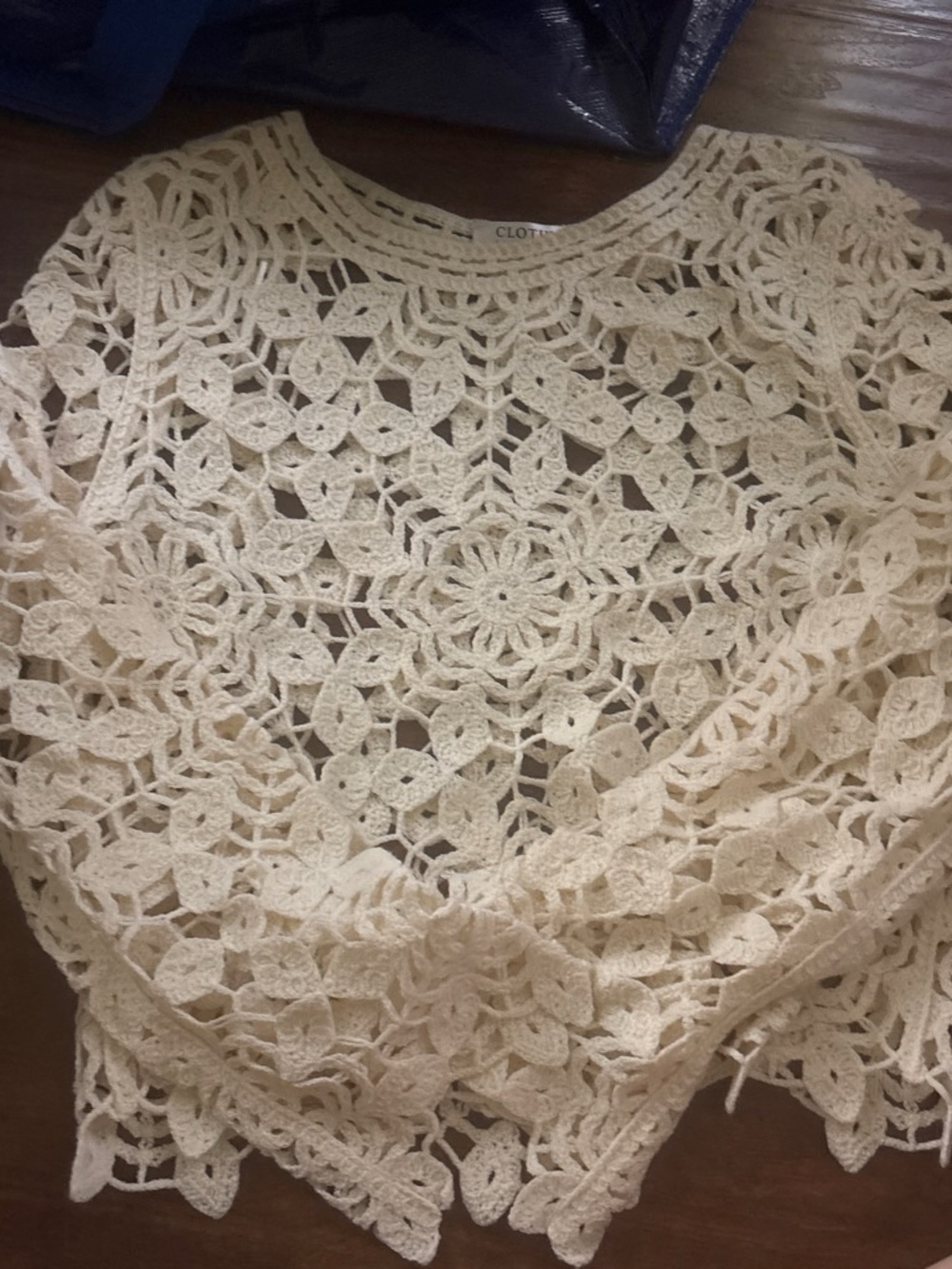 Crochet Lace Long Sleeve Top - Cream